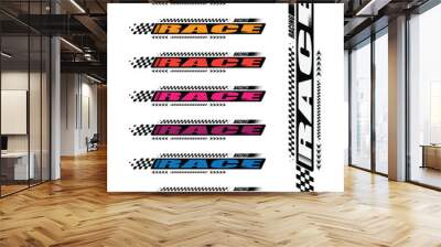 Race sport decal labels set Wall mural