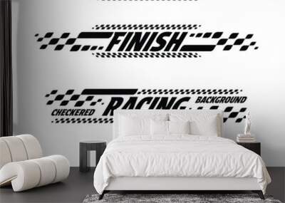 Sport checkered pattern text set Wall mural