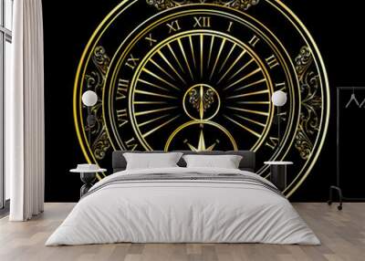 Sundial golden background Wall mural