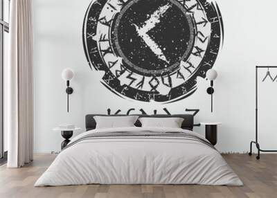 Viking Kenaz rune dark circle shield Wall mural