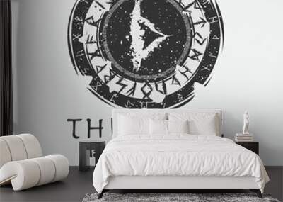 Viking Thurisaz rune dark circle shield Wall mural