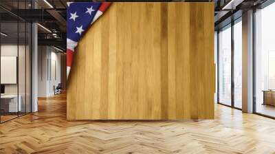 American flags on wood table. Wall mural