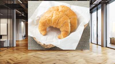 2 Delicious croissants on a white plate on a white background. Wall mural