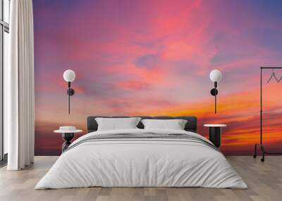 Beautiful background sunrise or sunrise sky with sunbeam over the sea. Copy space and banner composition. Wall mural