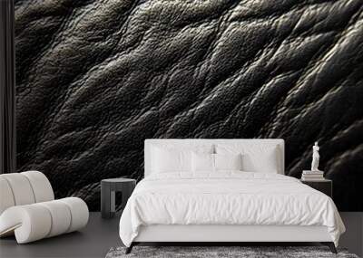 Detailed Close up of Rugged and Weathered Leather Texture in Dark Tones Wall mural