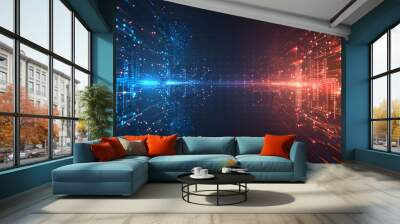 Dynamic Battle Versus Sports Gradient Abstract Futuristic Particles and Halftone Technology Wall mural