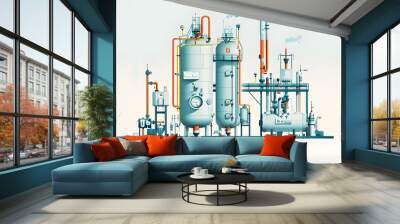 of a Minimalist Cryogenic Fuel System Manufacturing Facility with Clean Lines and Shapes Wall mural