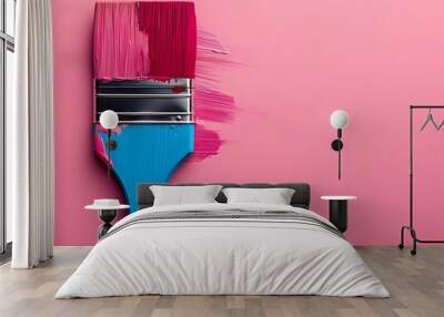 Paintbrush Echoing Carnival Atmosphere in Minimalist Pink Design Wall mural