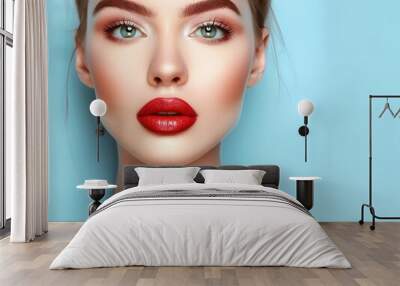 Scandinavian Model Radiates Elegance in Professional Makeup Advertisement Wall mural