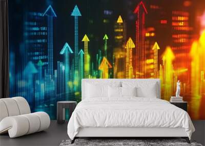 Vibrant Arrow and Market Collage for Business Economy and Inflation Strategies Wall mural