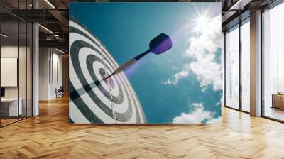 Bullseye is a target of business. Dart is an opportunity and Dartboard is the target and goal. So both of that represent a challenge in business marketing as concept. Wall mural