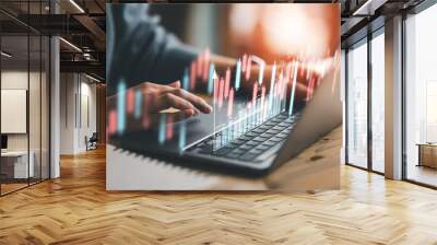 business finance technology and investment concept. Stock Market Investments Funds and Digital Assets. businessman analyzing forex trading graph financial data. Business finance background. Wall mural