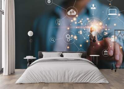 digital transformation technology strategy, iot, internet of things. transformation of ideas and the Wall mural