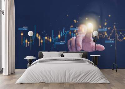 planning and strategy, stock market, business growth, progress or success concept. hand of businessm Wall mural