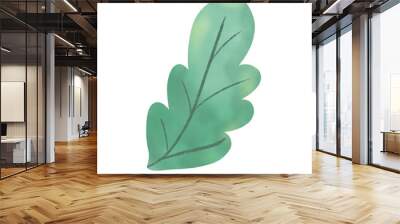 Green leaf watercolor perfect for use in winter or spring decoration isolated on white background Wall mural