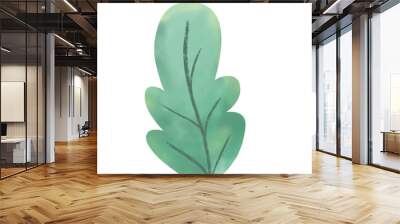 Pastel color green leaf isolated on white background Wall mural