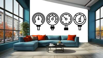 manometer measure air gauge icon symbol sign vector design black white color simple modern illustration collection set Wall mural