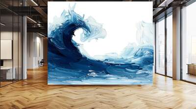 Abstract ocean wave on transparent background blue water art Wall mural