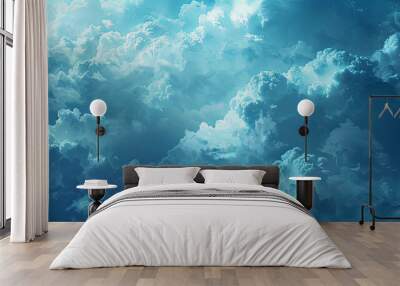 Dreamy clouds sky ethereal blue weather Wall mural