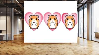 set hamsters isolated on white background Wall mural