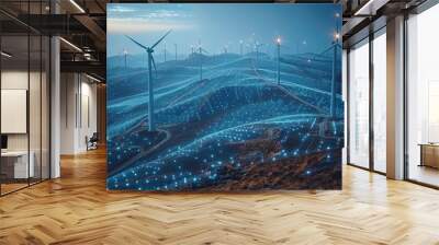 High-tech visualization of renewable energy networks. Wall mural