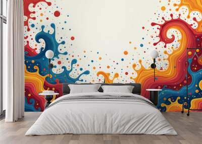 A whimsical swirling cartoon abstract design that ignites the imagination with a playful explosion of colors and shapes Wall mural