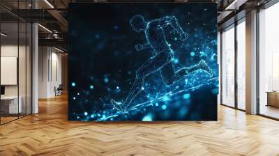 An abstract digital background banner featuring the image of a running man Wall mural