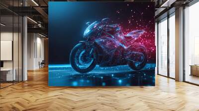 background featuring a motorcycle, seamlessly integrated with modern data connections Wall mural