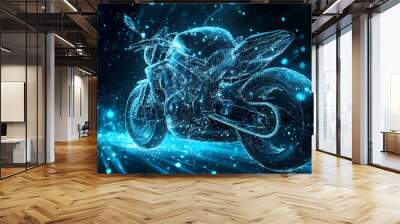 background featuring a motorcycle, seamlessly integrated with modern data connections Wall mural