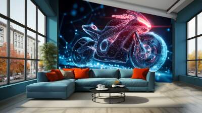 background featuring a motorcycle, seamlessly integrated with modern data connections Wall mural