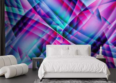 Abstract old chaotic pattern with colorful translucent curved li Wall mural