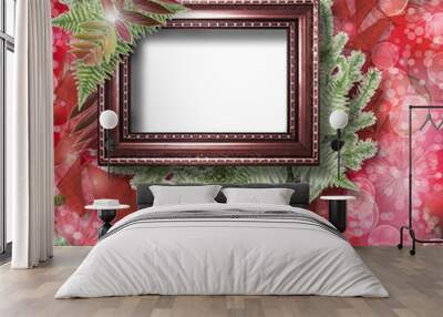 Abstract star background with wooden frame and bunch of twigs Ch Wall mural