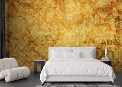 alienated used paper background with gold ornamental for announ Wall mural