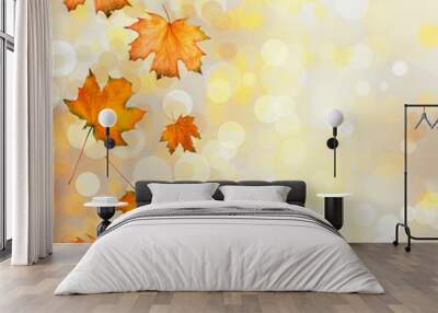 Orange autumnal branch of  tree on abstract background with boke Wall mural