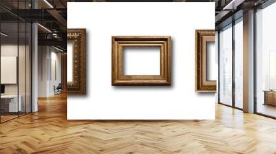 Set of picture gold wooden frame on isolated background Wall mural