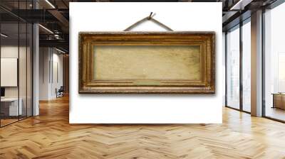 Set of three vintage golden baroque wooden frames on  isolated background Wall mural