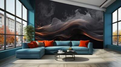 abstract smoke background wallpaper in black and orange, in the style Wall mural