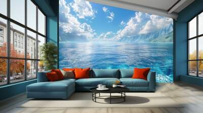 beautiful sandy beach and sea with clear blue sky background amazing beach blue sky Wall mural