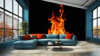 Fire on a black background. fireplace concept. Wall mural