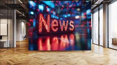 NEWS word written on. news text, news concept Wall mural