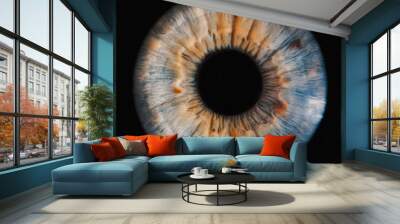 human iris on black background Wall mural