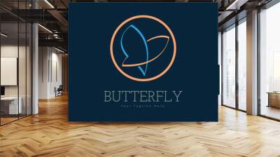 butterfly modern line logo template design for brand or company and other Wall mural