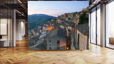 The stunning landmark from the viewpoint in the Sicilian village of Gangi. Madonie Mountains. Sicily. Italy. Unesco heritage site. Wall mural