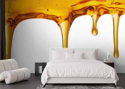 Liquid honey dripping over white transparent background Wall mural