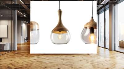 Nordic style wood and glass ceiling lamps over isolated transparent background Wall mural