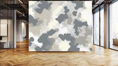 Pixel white and gray camouflage abstract background illustration Wall mural