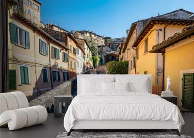 the road above the 13th-century aqueduct in the historic center of the medieval city of Perugia in Umbria Italy  Wall mural