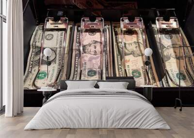 Cash drawer full of American money  Wall mural