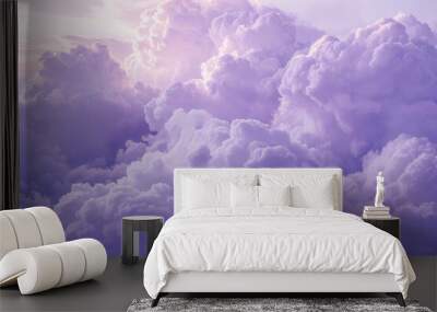 photo of  dreamy clouds, tender violet color , romantic background Wall mural