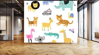 vector set of cute jungle safari animals Wall mural